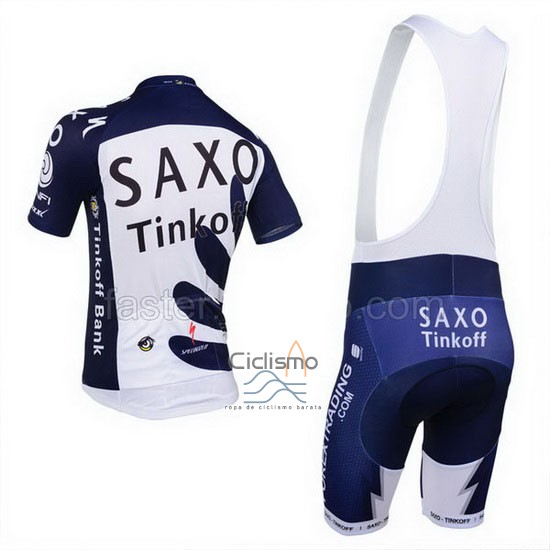 Tinkoff Saxo Bank Ropa Ciclismo Culotte Corto 2013 Mangas Cortas Azul y Blanco
